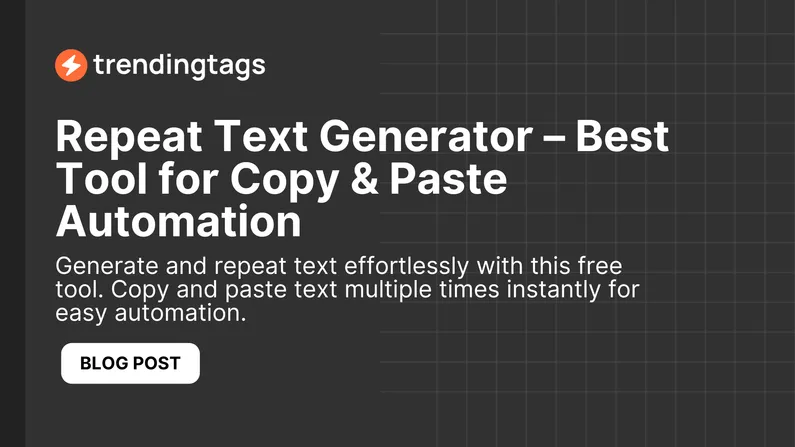 Generate and repeat text effortlessly with this free tool. Copy and paste text multiple times instantly for easy automation.