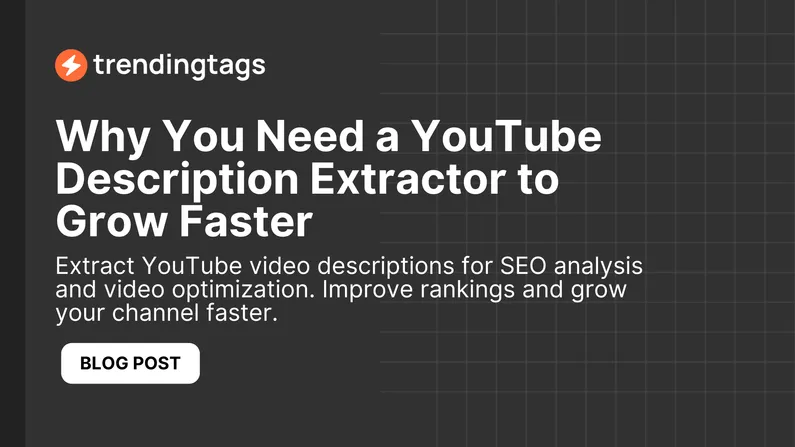 Extract YouTube video descriptions for SEO analysis and video optimization. Improve rankings and grow your channel faster.